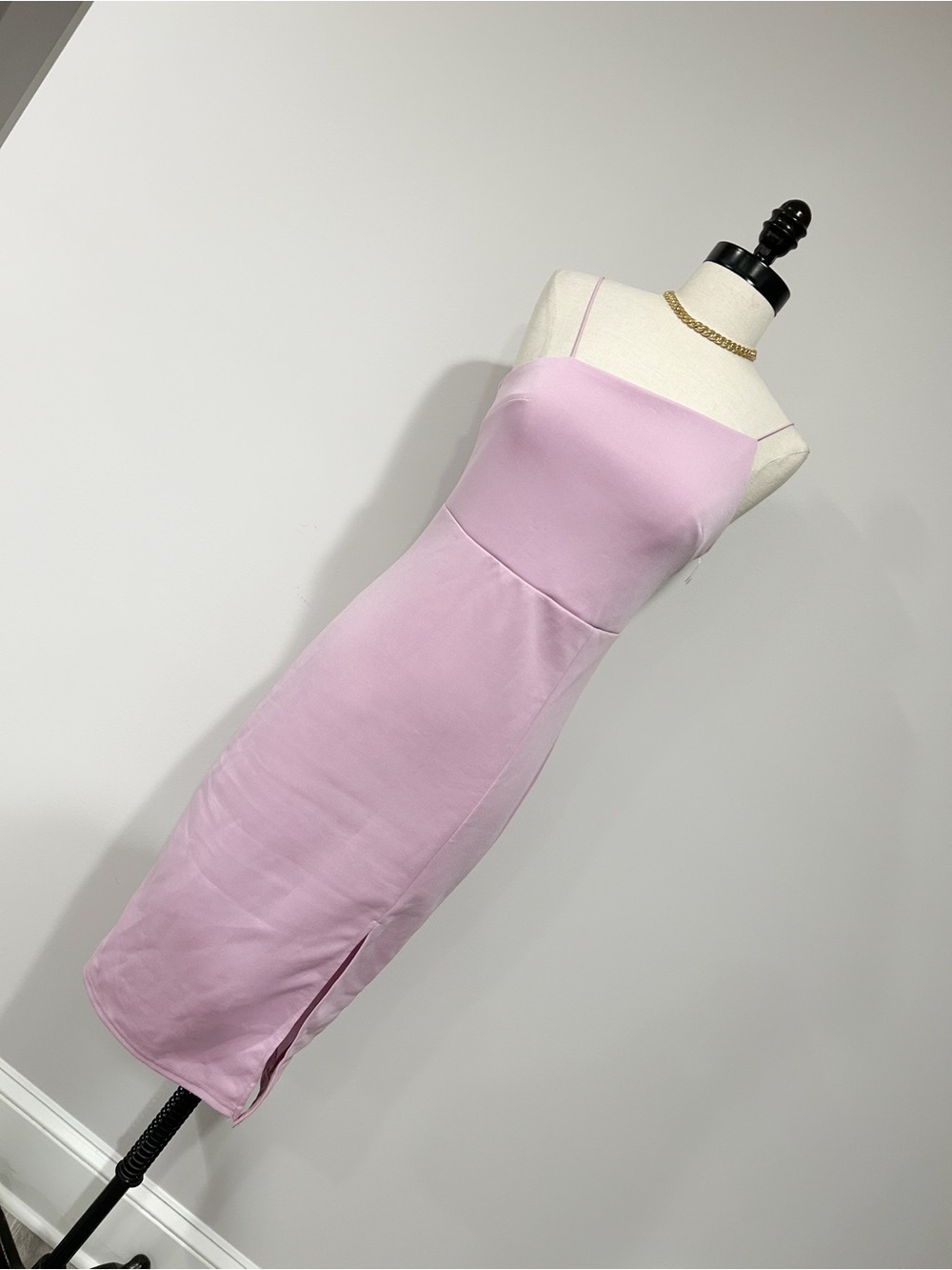 Lilac Square-Neck Midi Bodycon Dress